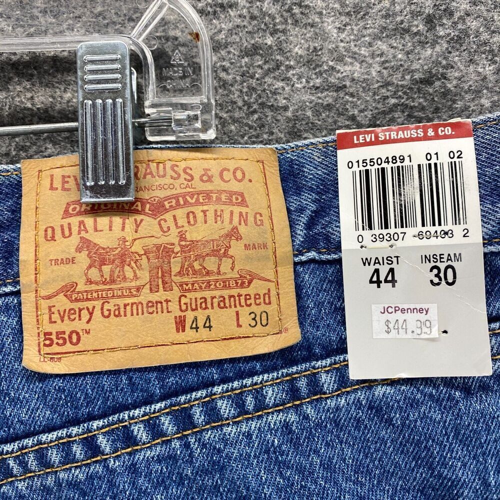 New Levi's 550 Cropped Jeans Men 44*30 Blue Denim Light Relaxed Fit Straight - Picture 9 of 11